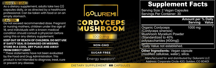 Health Organic Cordyceps Mushrooms Capsules